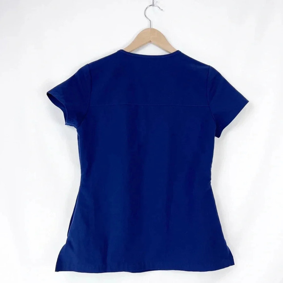 Jaanuu Scrubs Navy V Neck Top Pockets - Picture 2 of 4